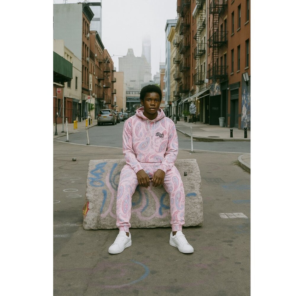 π₯ TEDDY FRESH Unisex Sweatpants - Pink Paisley - Size L - Picture 3 of 12